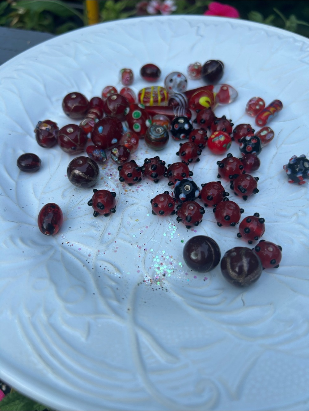 Source Unknown Red and Black Glass Bead Mix